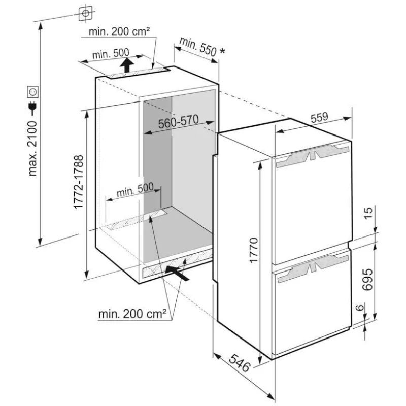 Liebherr ICe5103 - White Integrated Low Frost Fridge Freezer - E energy - Image 3