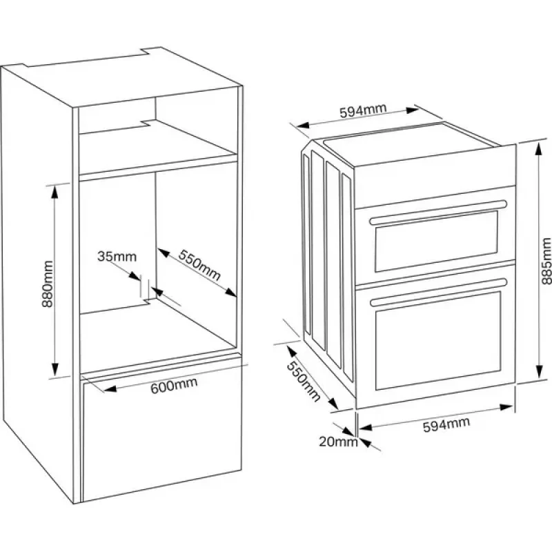 Montpellier DO3570IB - Stainless steel Built in Electric Double Oven - A/A energy - Image 9
